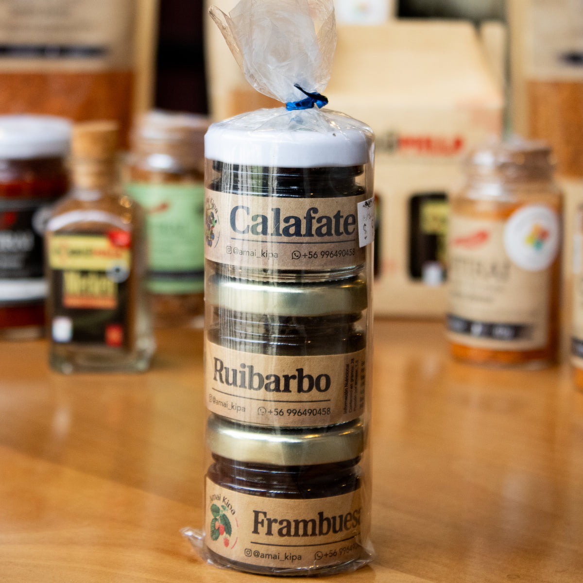 Pack Mermeladas Calafate -Ruibarbo - Frambuesa 30g c/u Amai Kipa