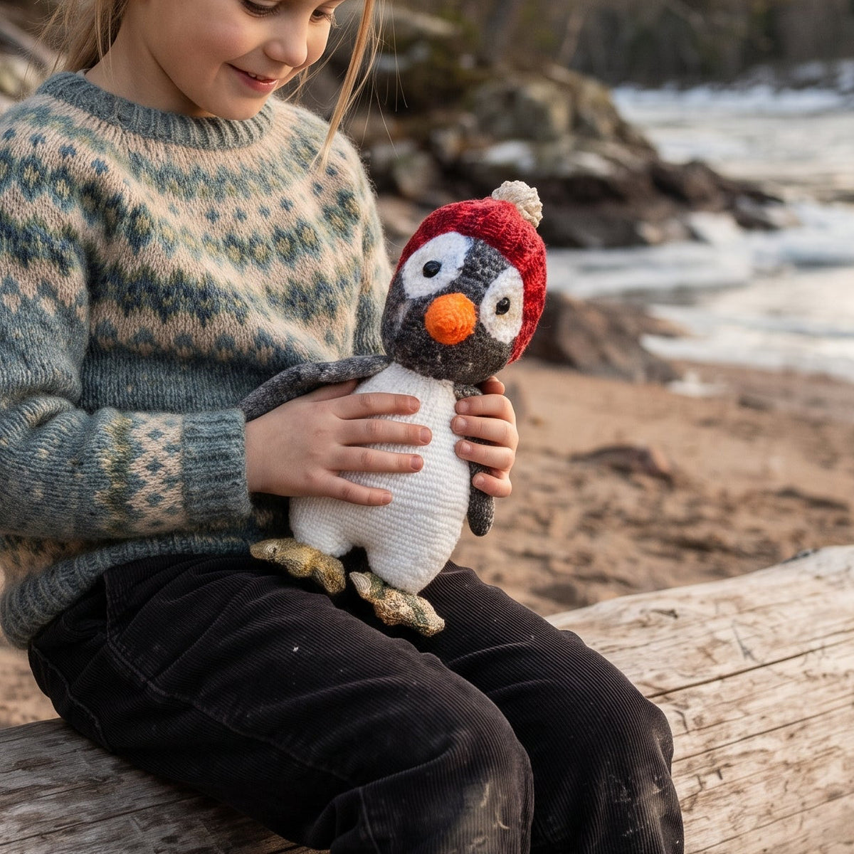 Pinguino de lana 42cm alto. Regalando Sueños