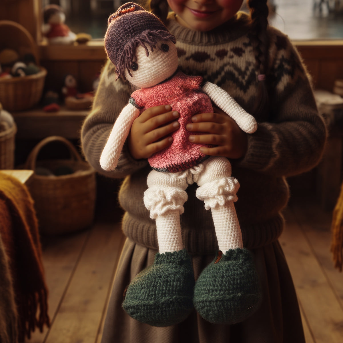 Muñeca de lana 60cm alto. Regalando Sueños