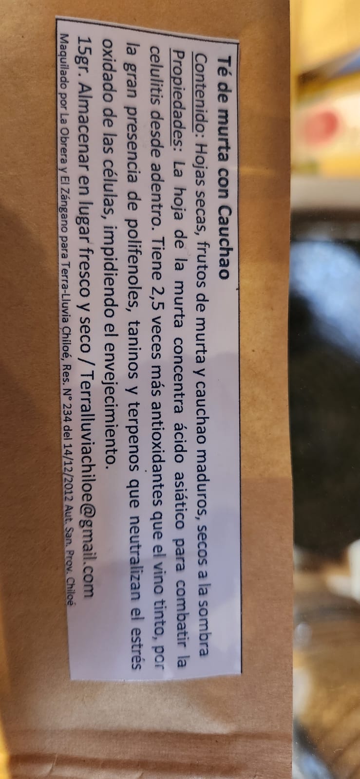 Infusión Terralluvia Murta Cauchao Orgánico 15 gramos