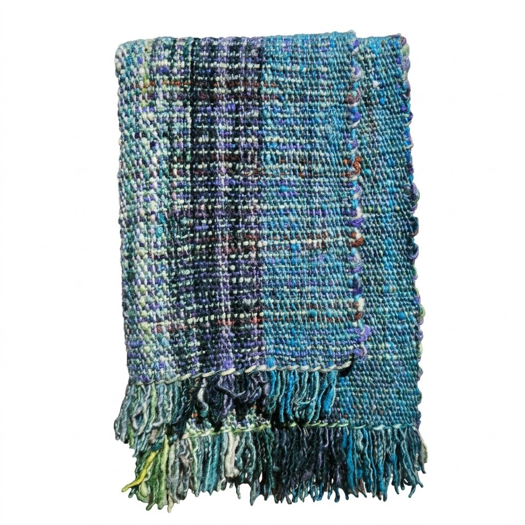 Piecera color Azul Jaspeado. Marlene Miranda Artesanía Lissaled