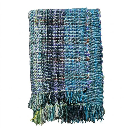 Piecera color Azul Jaspeado. Marlene Miranda Artesanía Lissaled